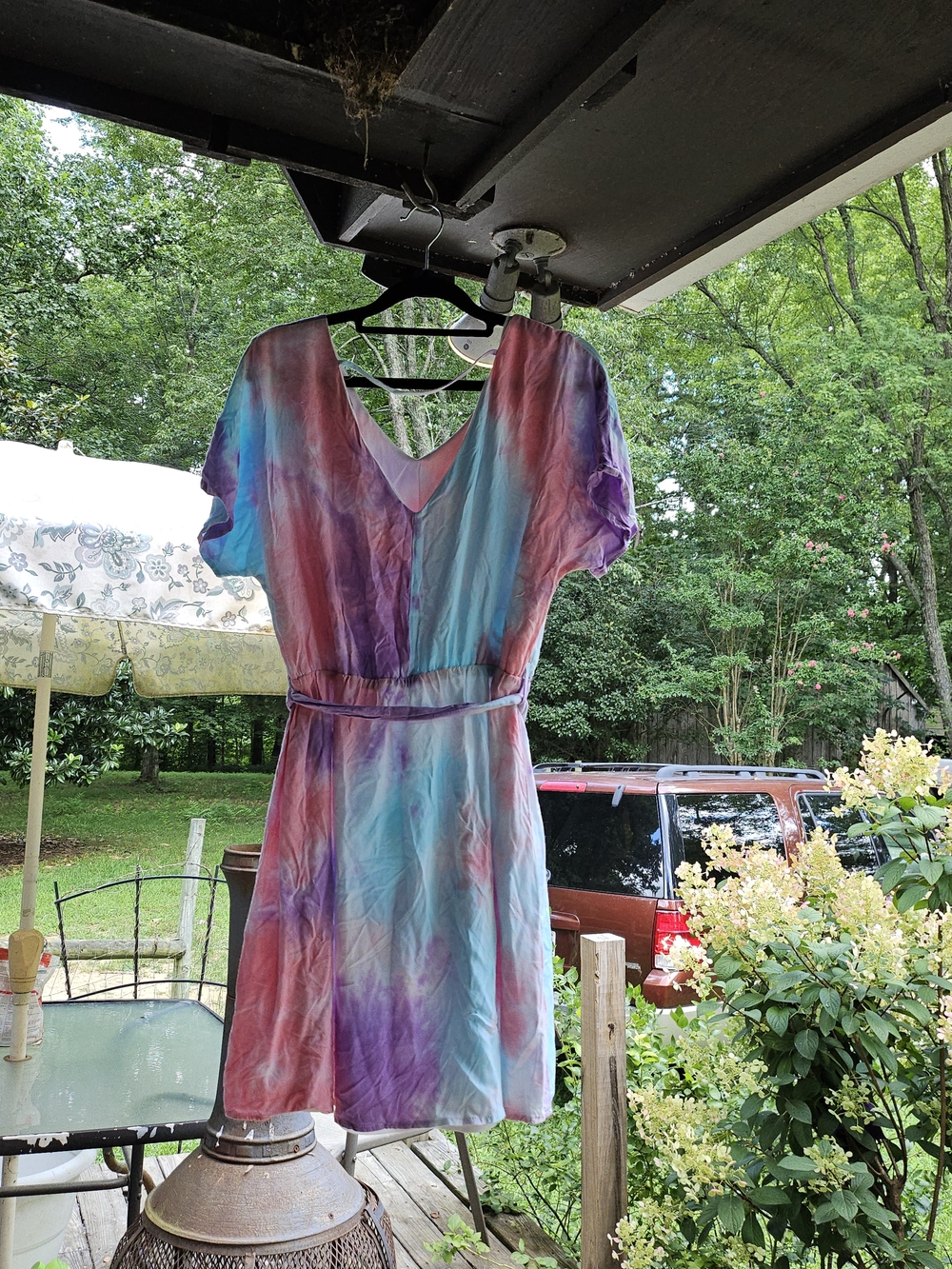 Andree By Unit  Size Small Tie-Dye V-Neck Short Sleeve Dress - Pastel Multicolor